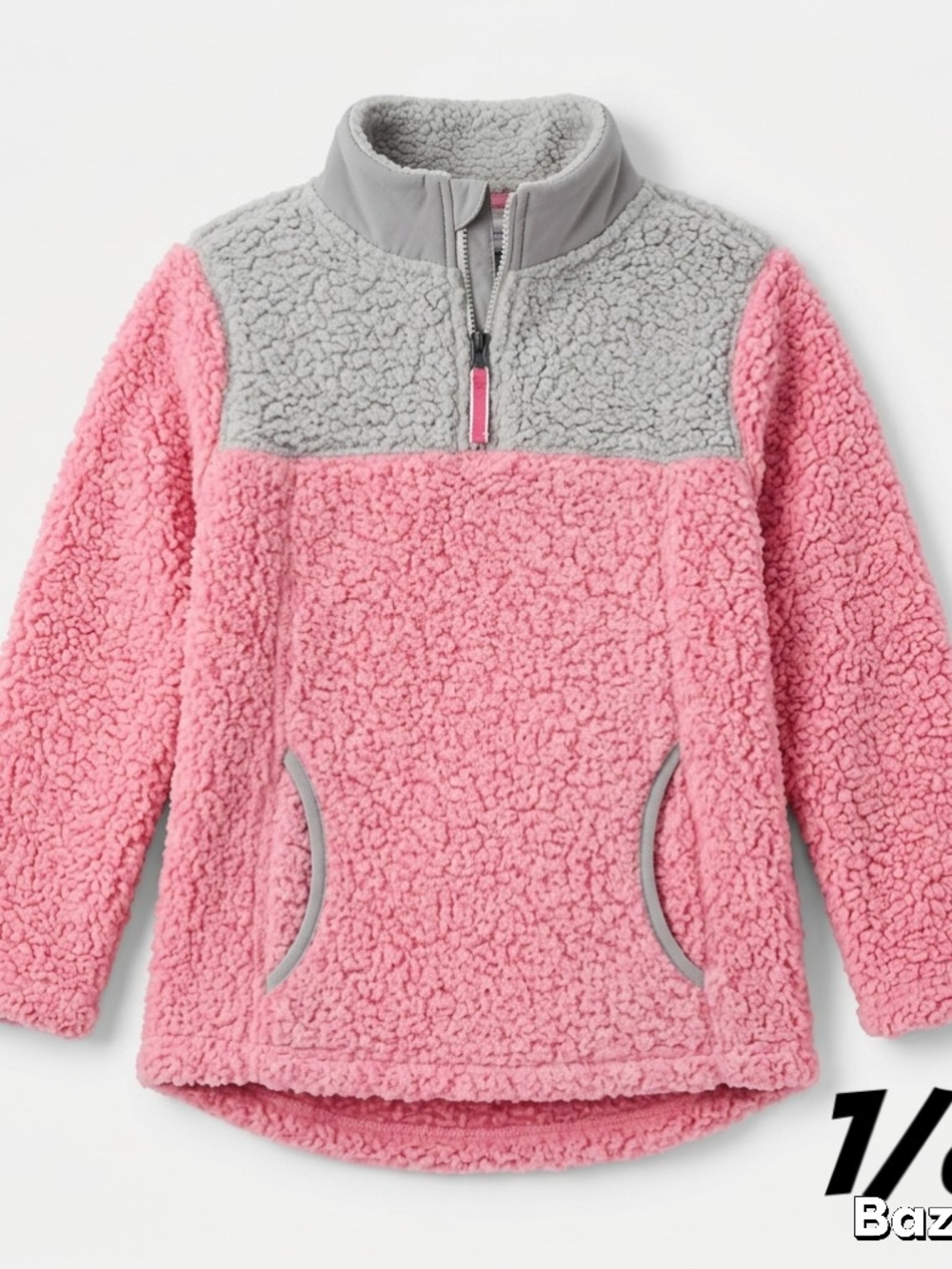 Cozy Pink & Gray Sherpa Pullover for Kids